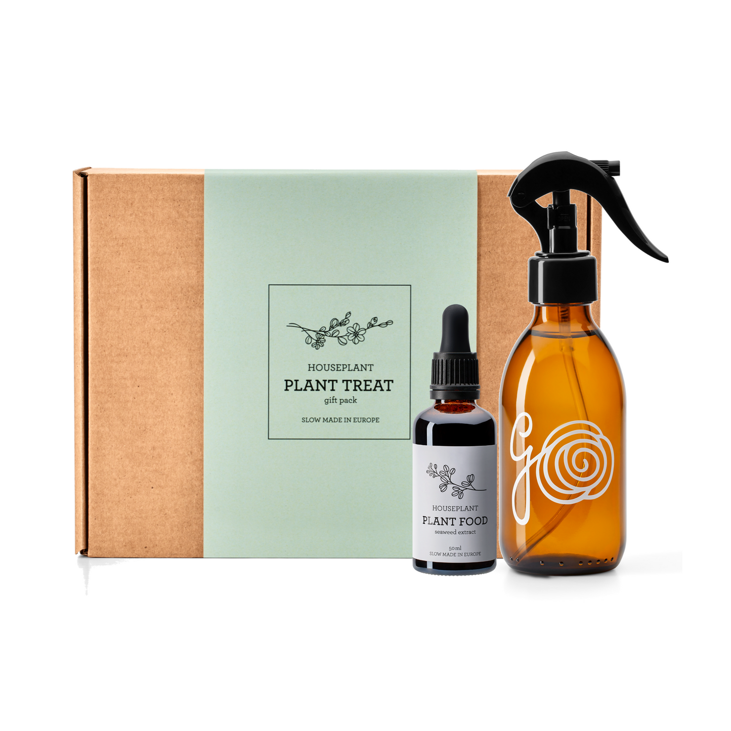 Generosa Plant Treat Gift Set – Plant Nourishment | Natural Liquid Fertiliser 50ml and Glass Spray Bottle | Nutrients for Houseplants | Gift for Plant Lovers, Gift Ideas, Eco-friendly Gift
