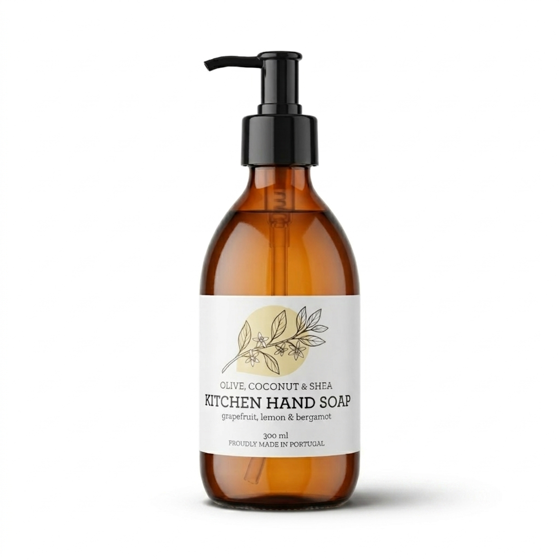 Kitchen Hand Soap - Grapefruit, Lemon & Bergamot | Neutralises cooking odours - 300 ml Glass Bottle