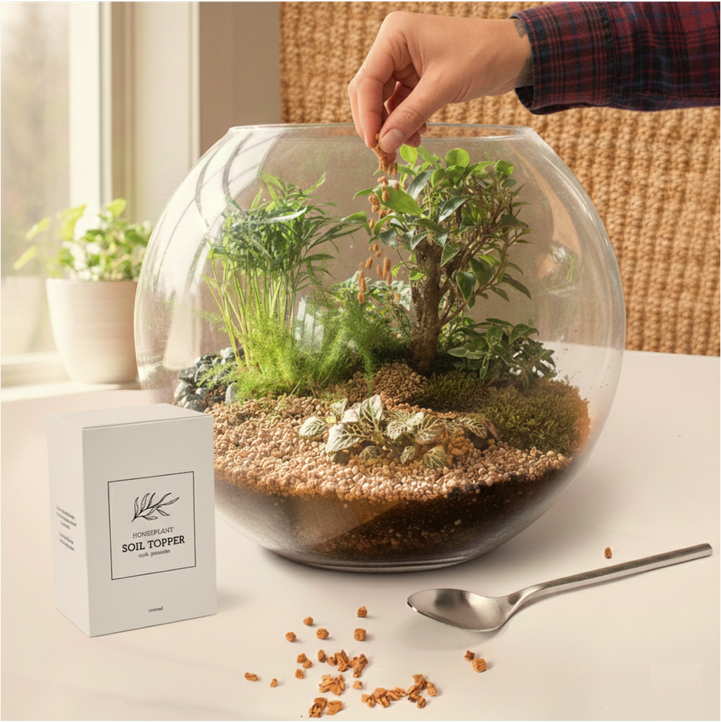 Generosa Soil Topper & Terrarium Pebbles - Natural Cork Granules for Healthy Soil & Bioactive Ecosystems 1000ml