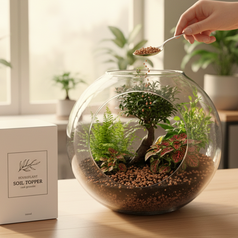 Generosa Soil Topper & Terrarium Pebbles - Natural Cork Granules for Healthy Soil & Bioactive Ecosystems 1000ml