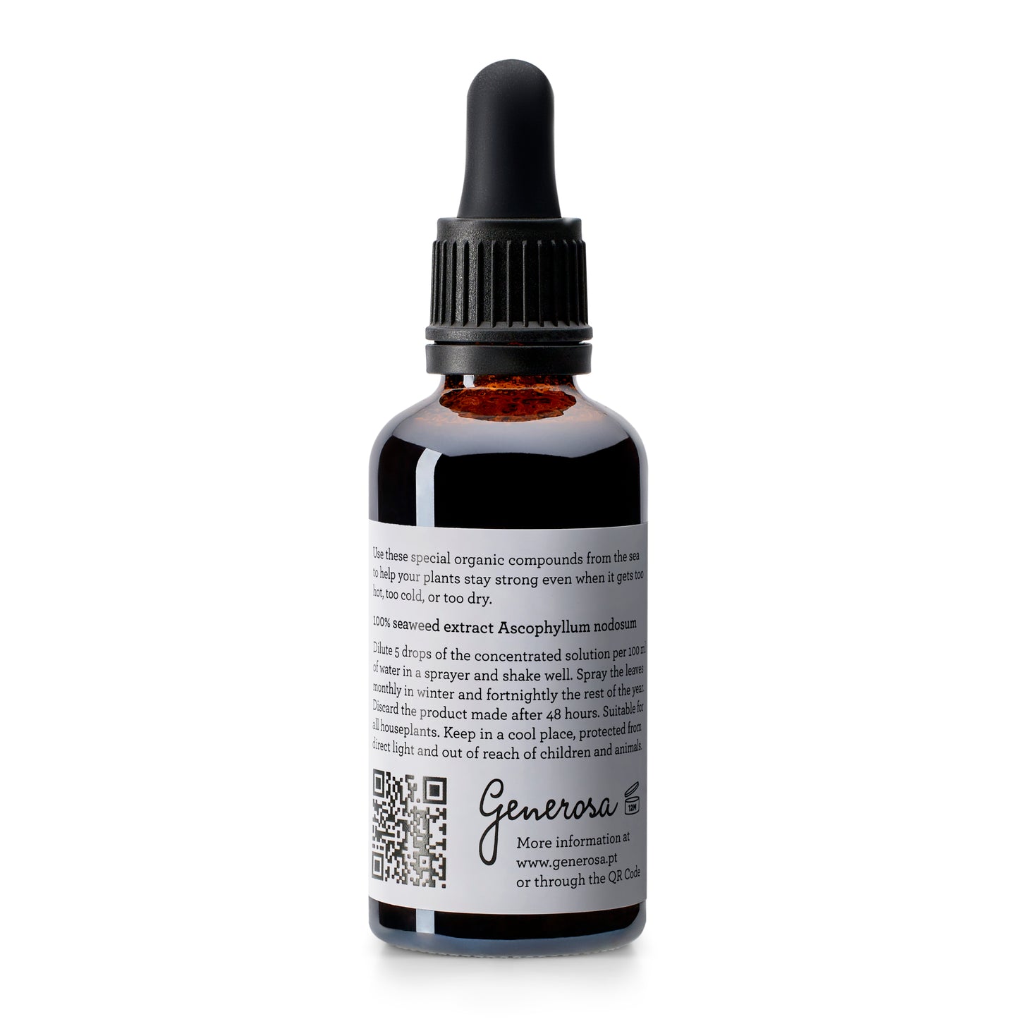 Generosa Natürlicher Flüssigdünger Pflanzennahrung - Dünger für Zimmerpflanzen aus 100% Meeresalgenextrakt | Dünger für Grünpflanzen | 50ml Glasflasche mit Pipette